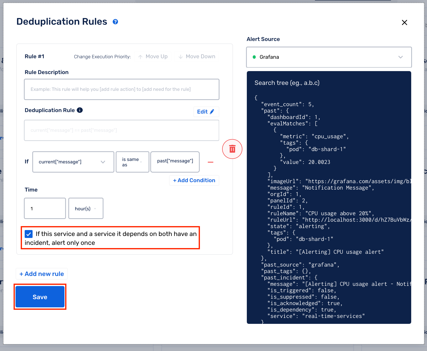 Add Service dependency based deduplication rules in Squadcast