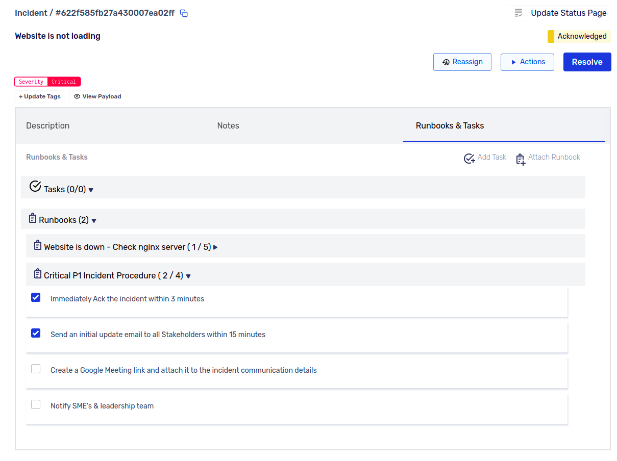 Select attached Runbook