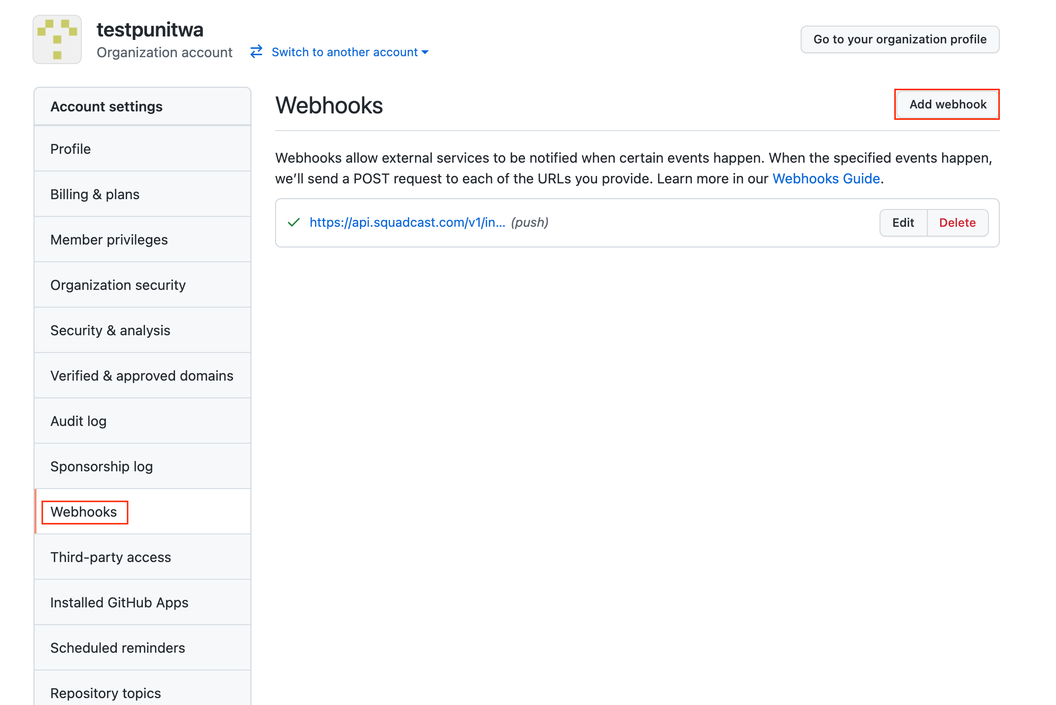 How to add a Webhook in Github