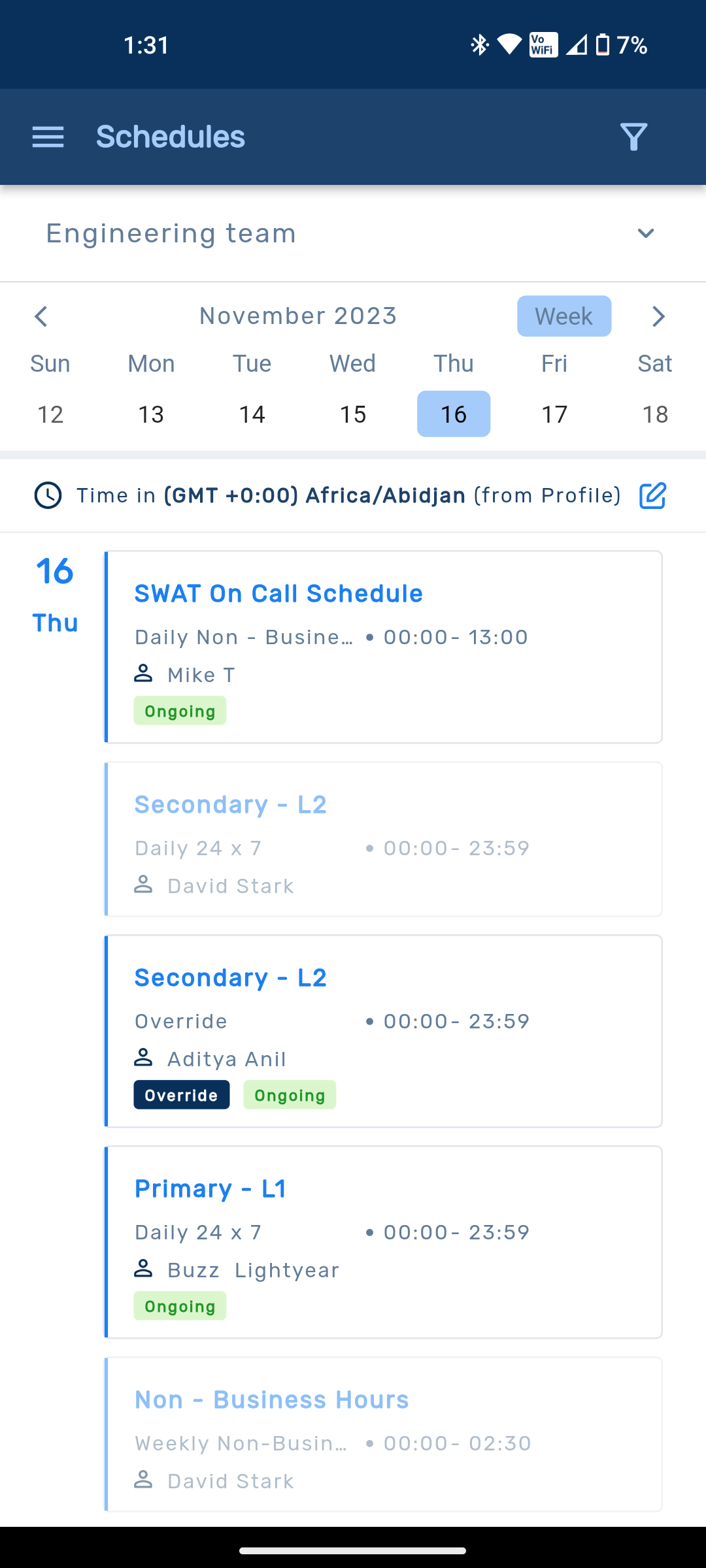 View Team members in Squadcast mobile app