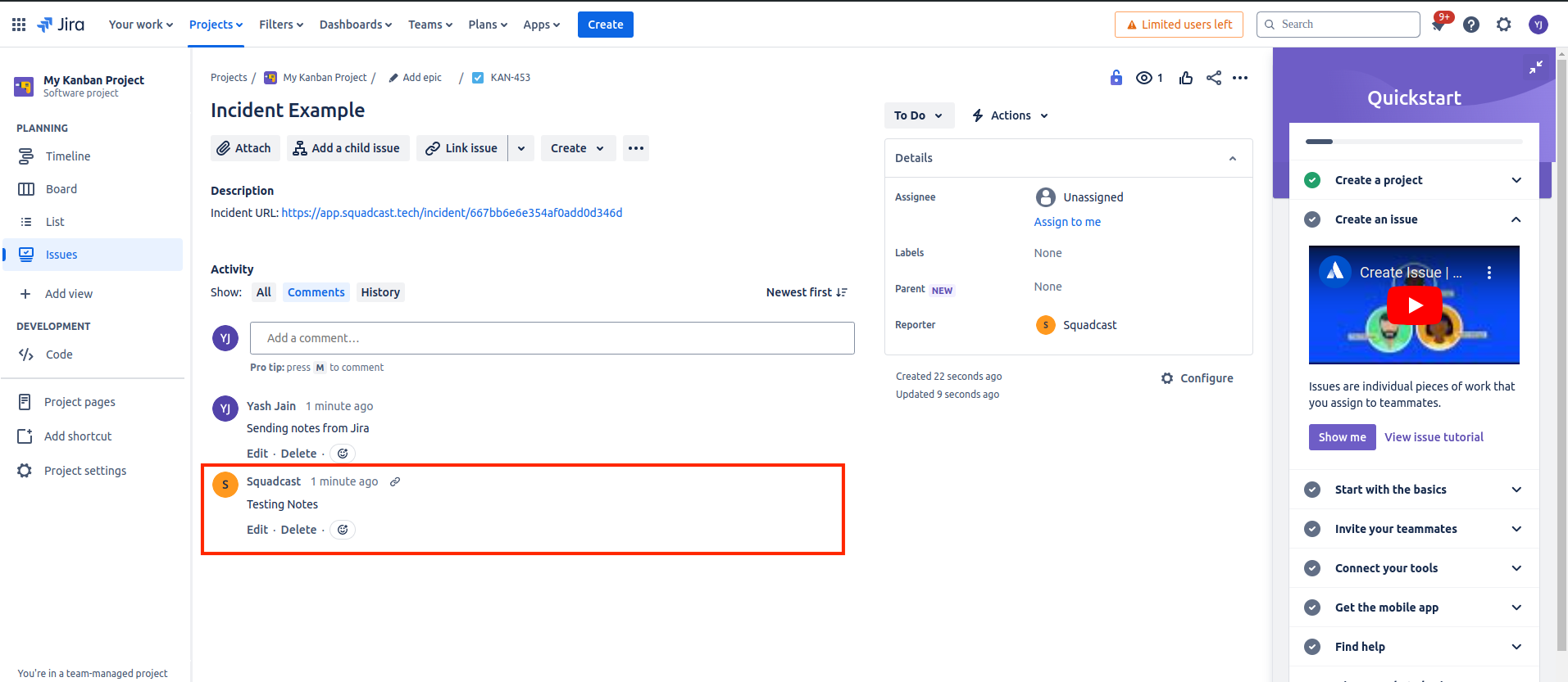 Add "reporter.displayName != 'Squadcast'" to Jira Webhook configuration for Squadcast alert source to prevent duplicate ticket loops when using Jira and Jira Cloud extension