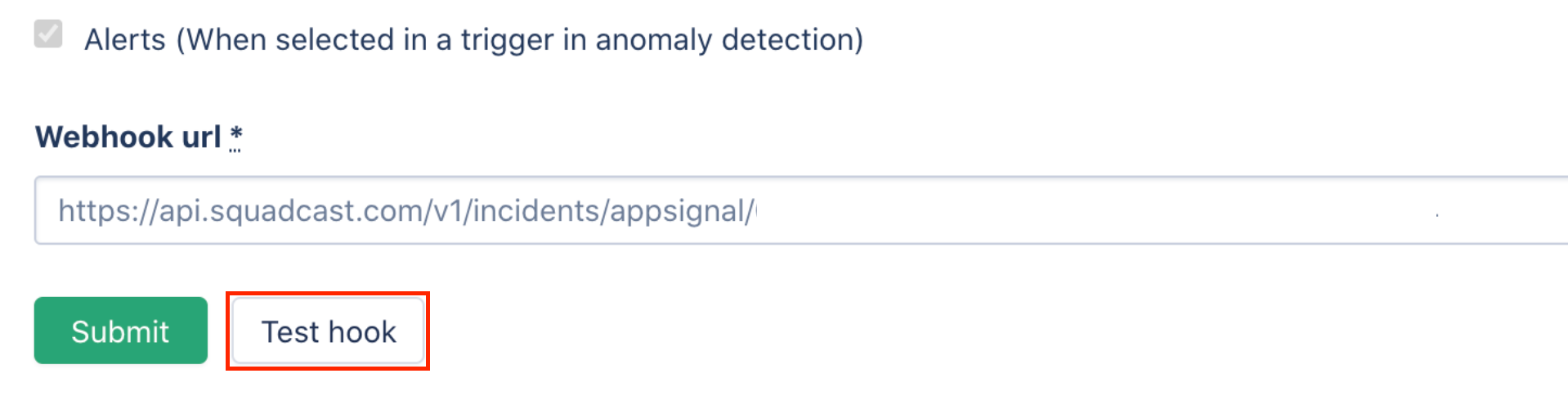 Test hook Webhook URL