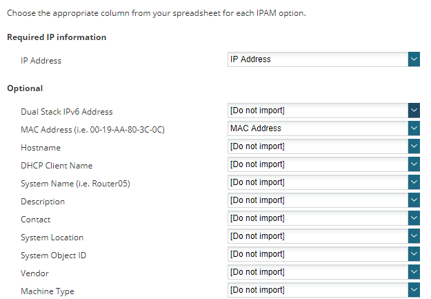 Import IP addresses from a spreadsheet