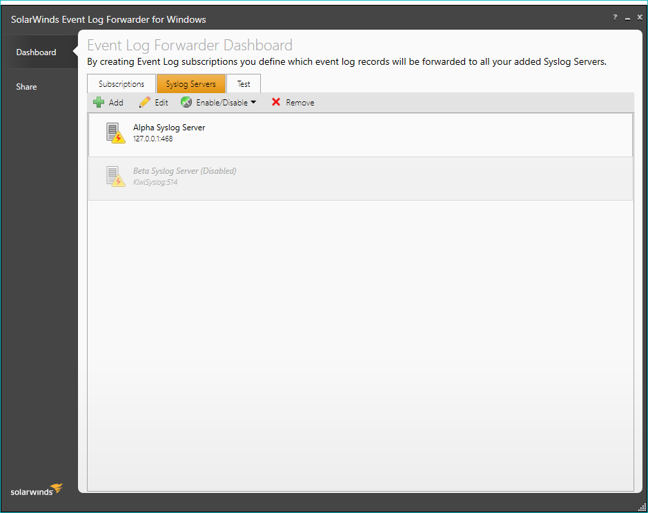 Local Syslog Server Syslog Servers
