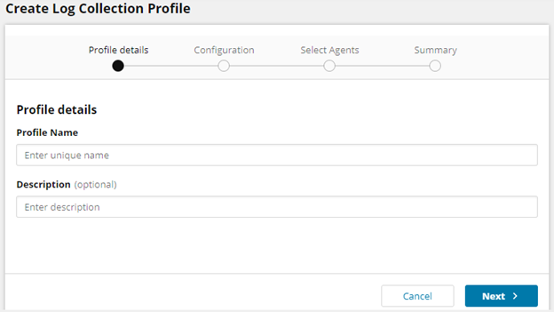 Create log collection profiles
