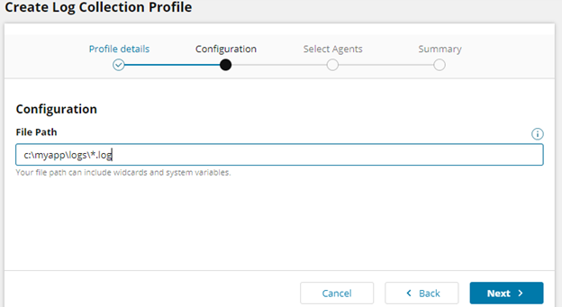 Create log collection profiles