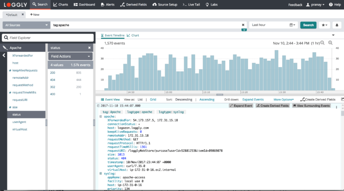 Apache logs in Loggly