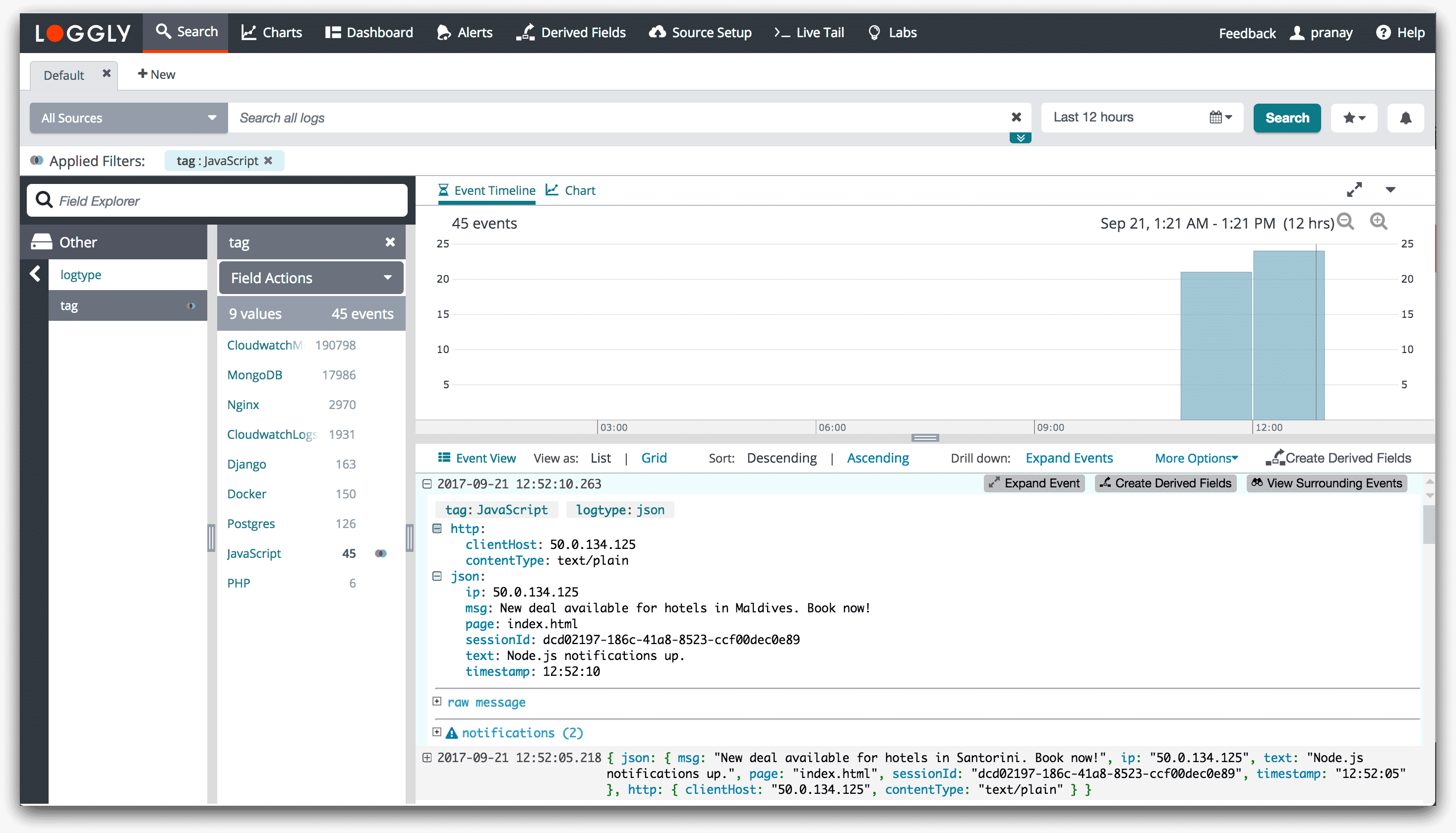 Loggly - JavaScript Docs Example