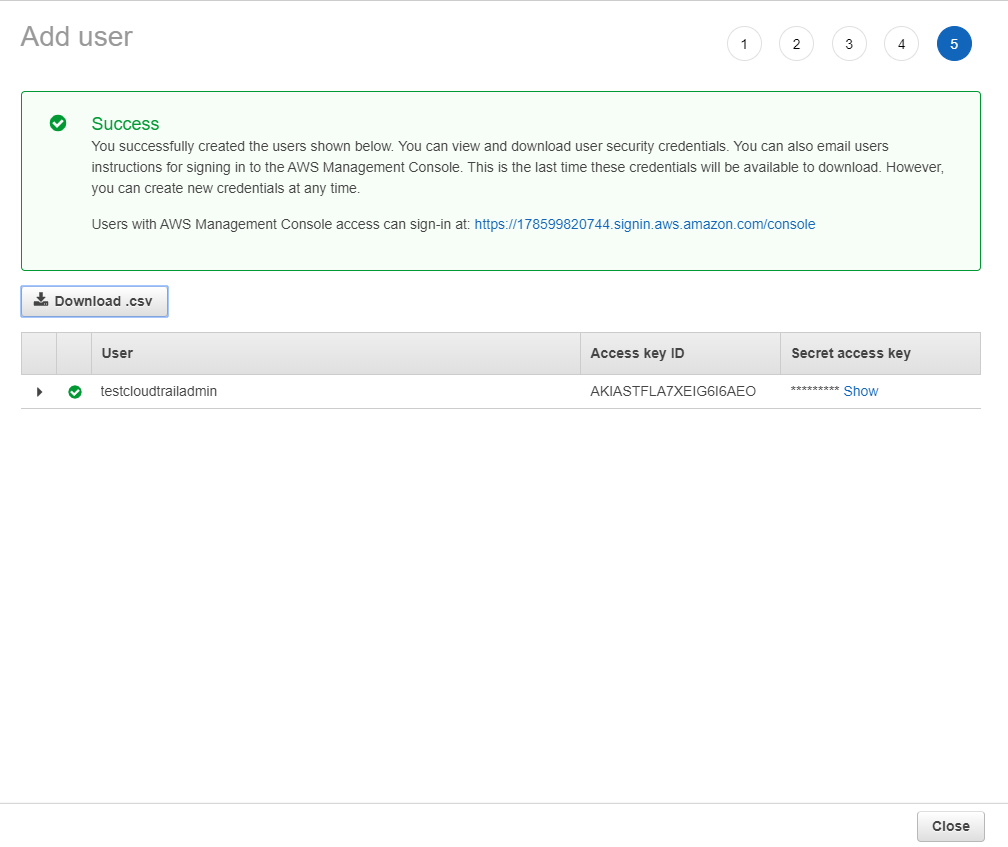 Download Cloudtrail User Credentials