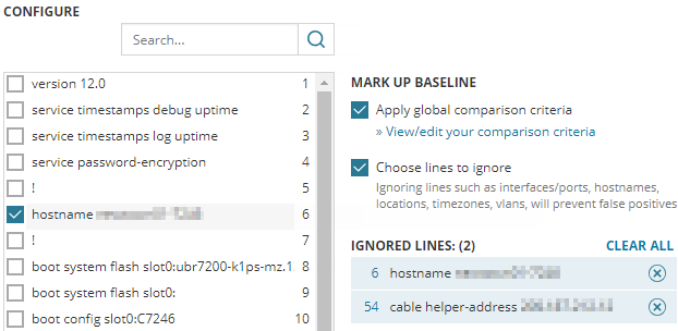 Establish baselines as a comparison point for network config changes