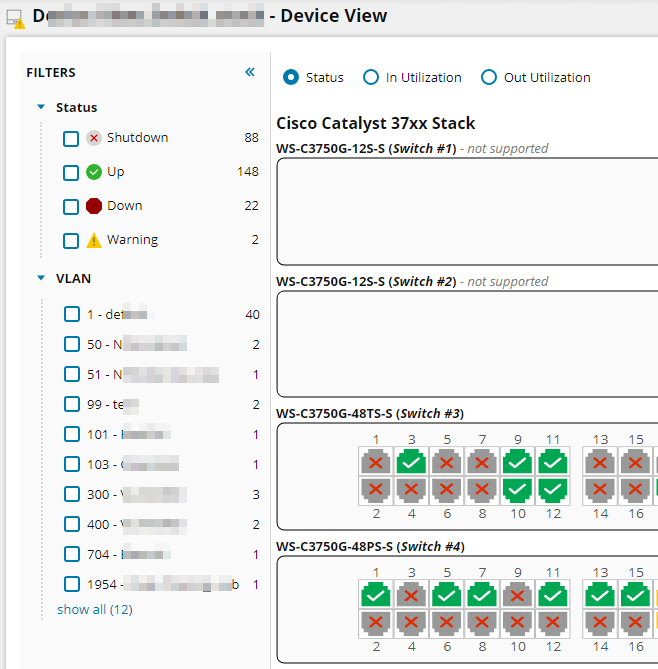 Display physical layout of interfaces on graphical stencils (Device View)