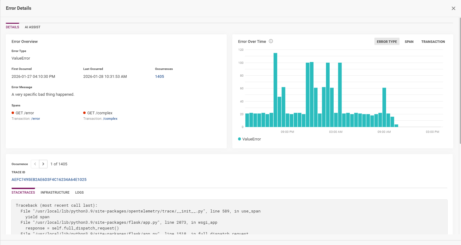 Image displaying the Error Details modal