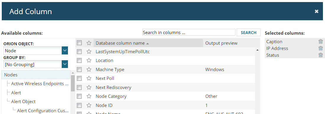 Customize a table for web-based reports