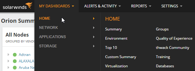 Solarwinds Web Console Customize My Dashboards in the SolarWinds Platform
