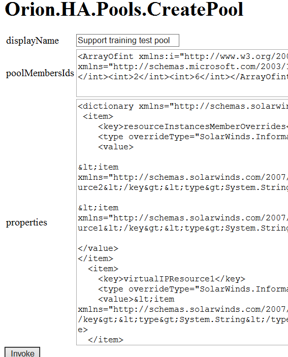 screenshot of Orion SDK - CreatePool example.