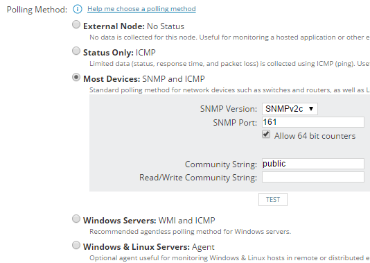 Add a single node for monitoring to the SolarWinds Platform