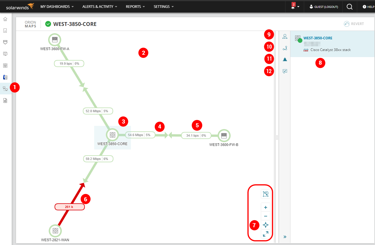 Intelligent Maps for SolarWinds Platform products