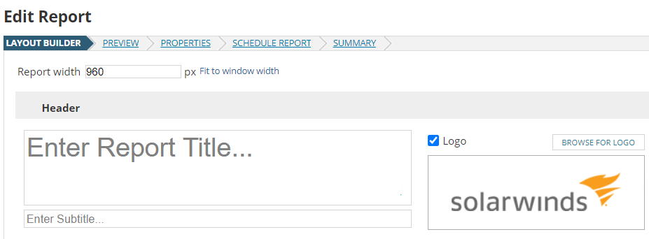 Customize a web-based report layout in the SolarWinds Platform
