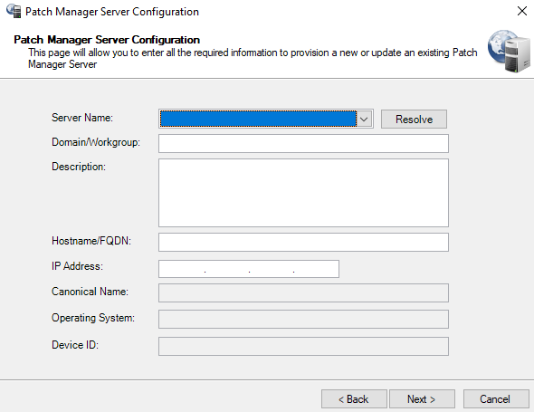 Patch Management Server Assign a new Patch Manager server to a management group
