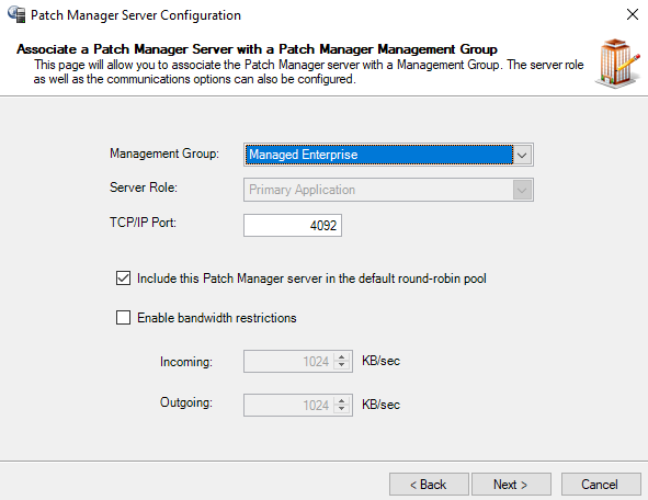 Patch Management Server Assign a new Patch Manager server to a management group