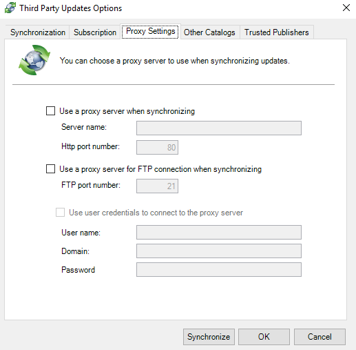 Configure the proxy settings