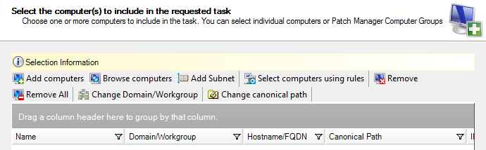 Computer Selection page