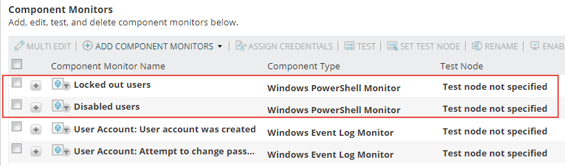 Work with SAM component monitors