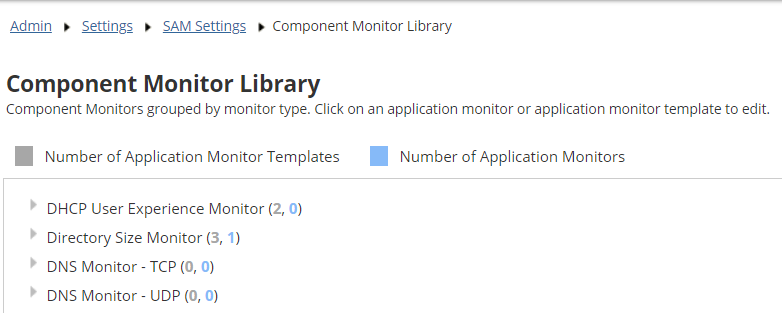 View the Component Monitor Library in SAM