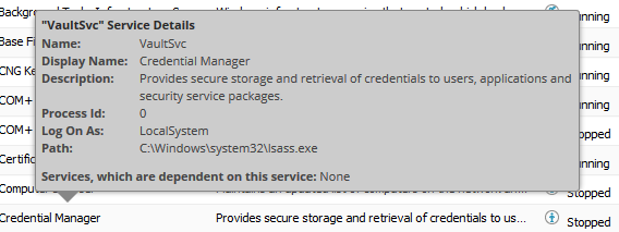 Use the Service Control Manager in SAM