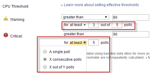 Apply baseline thresholds at the template level