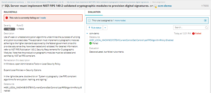 Assigned rule details