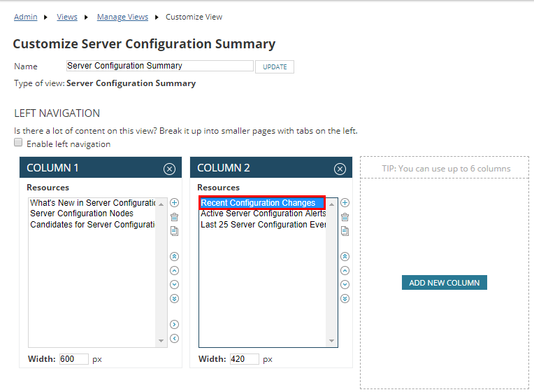 Click Recent Configuration Changes