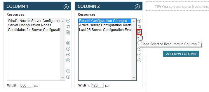 Cilck the clone selected resources icon