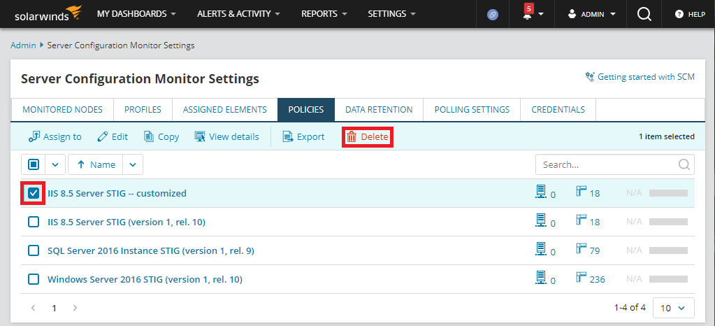 Delete a custom policy Delete a custom policy