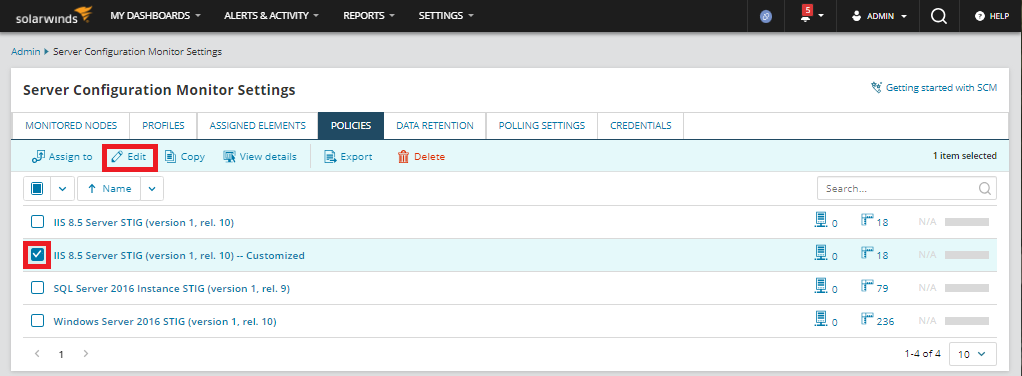Edit policy rules Edit policy rules