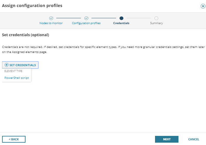 Set optional credentials
