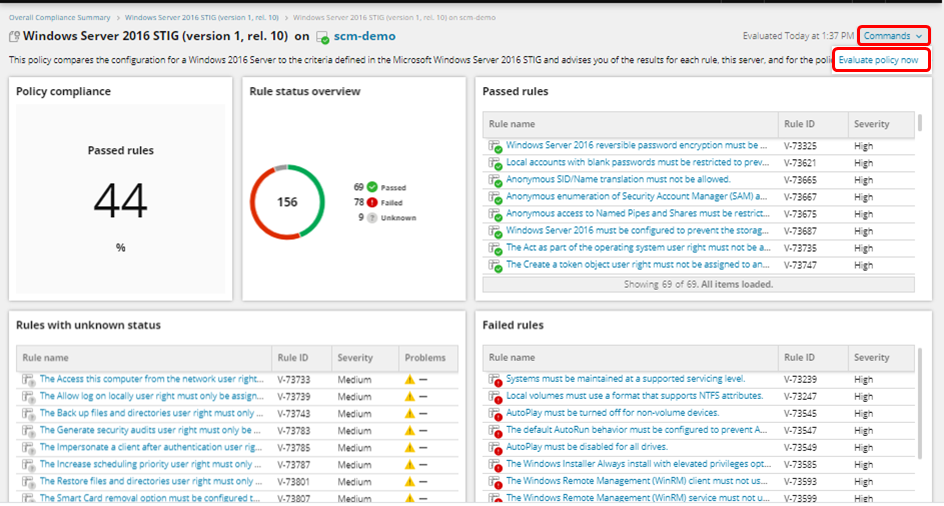 Policy Node Compliance - Commands - Evaluate Policy Now