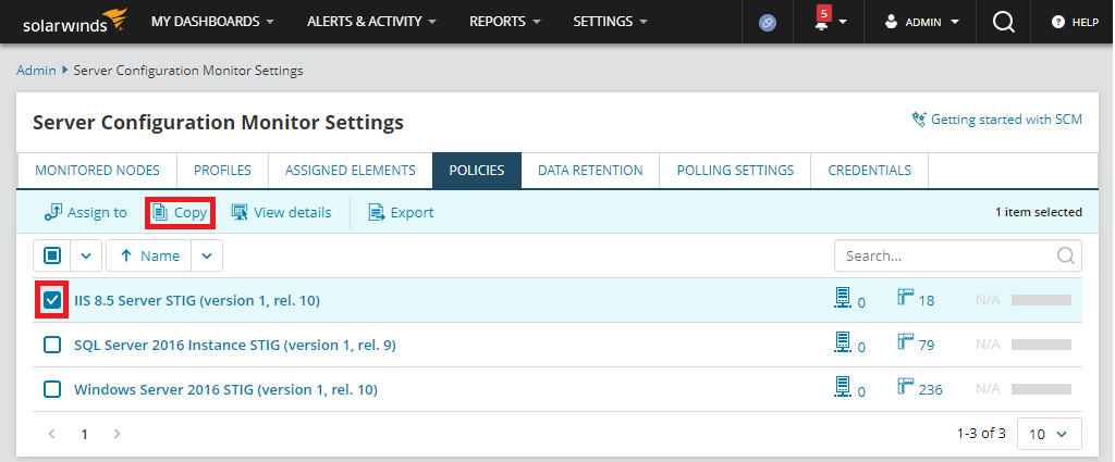 SCM Settings - Copy an OOTB policy SCM Settings - Copy an OOTB policy