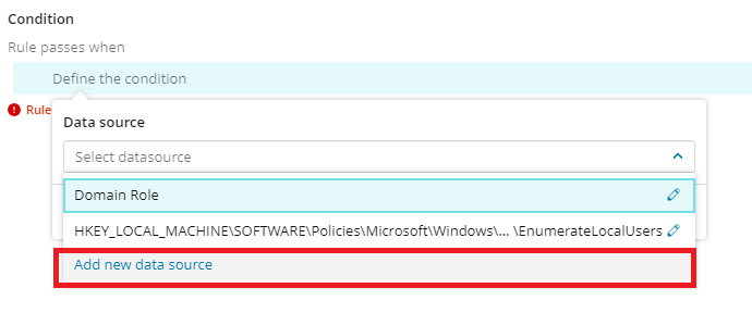 Select Add new data source from the drop-down menu Select Add new data source from the drop-down menu