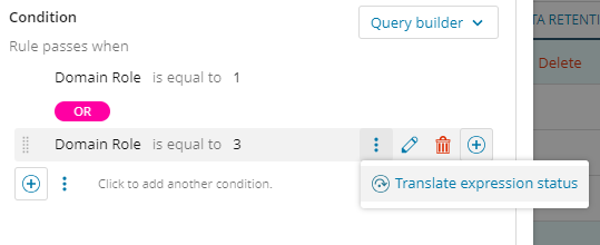 Translate expression status drop-down menu Translate expression status drop-down menu
