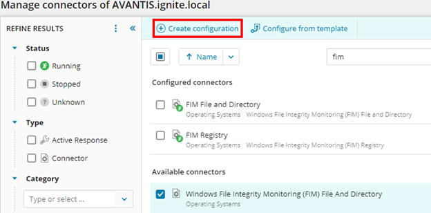 Create a FIM connector configuration