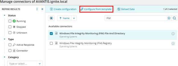 Configure a FIM connector from a template