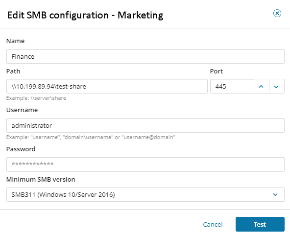 Smb Address Example (Optional) Set up SMB file sharing to a Windows server