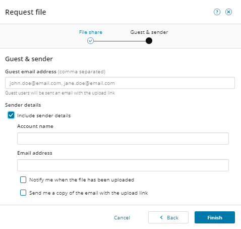Client File Request Serv-U file sharing: The Request file wizard