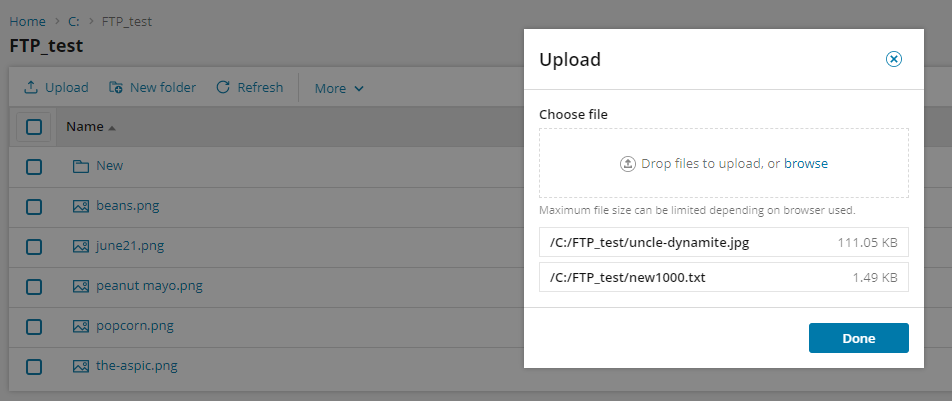 Client/server Upload Serv-U Web Client: Upload files