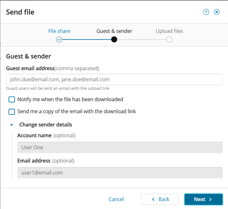 Click Next and then enter Guest email addresses Click Next and then enter Guest email addresses