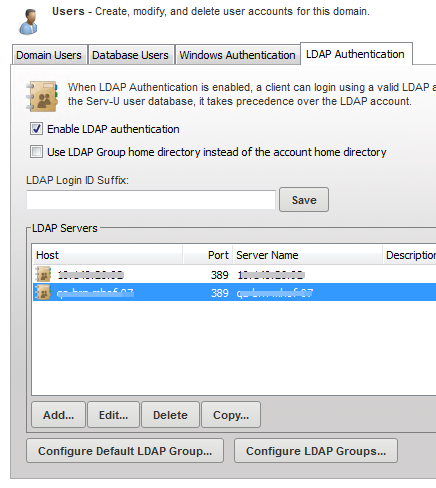 LDAP authentication (MFT only)