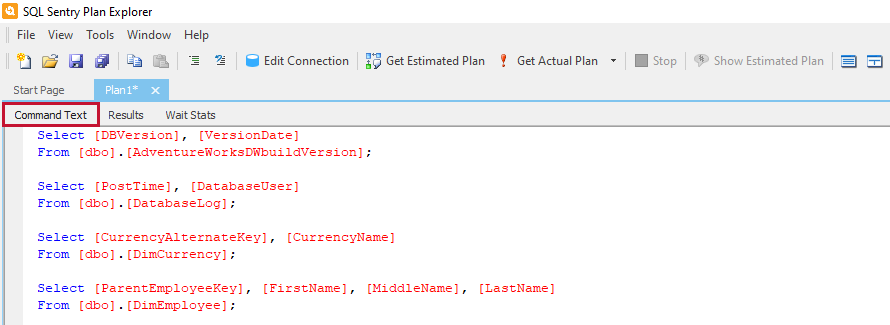 SQL Sentry Plan Explorer Command Text Pane Version 2021.12 SQL Sentry Plan Explorer Command Text Pane