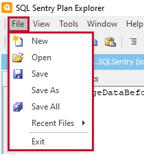 SQL Sentry Plan Explorer File Menu options