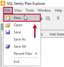 SQL Sentry Plan Explorer select File > New Version 2021.12 SQL Sentry Plan Explorer select File > New